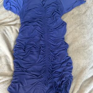 Ruched Blue Dress